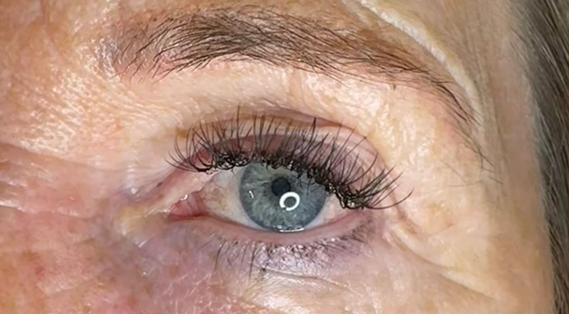 Close-up of eyelash extensions at Studio Samantha, Welwyn Garden City, England, GB.