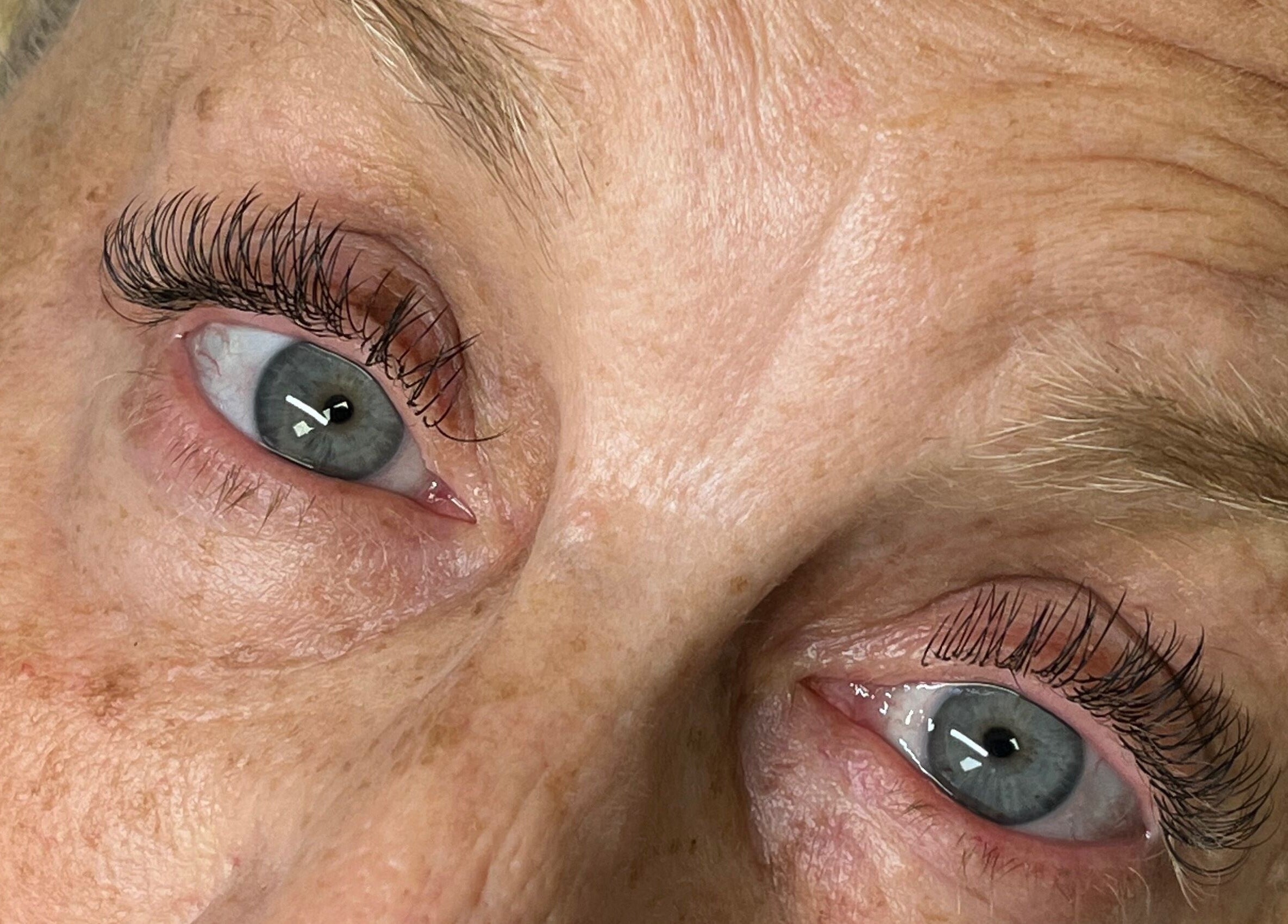 Close-up of elegant eyelash extensions at A&A Lash Artistry in Richboro, Pennsylvania, US.