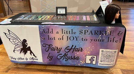 Fairy Hair by Alyssa display table with colorful hair extensions in Columbus, Ohio, US.