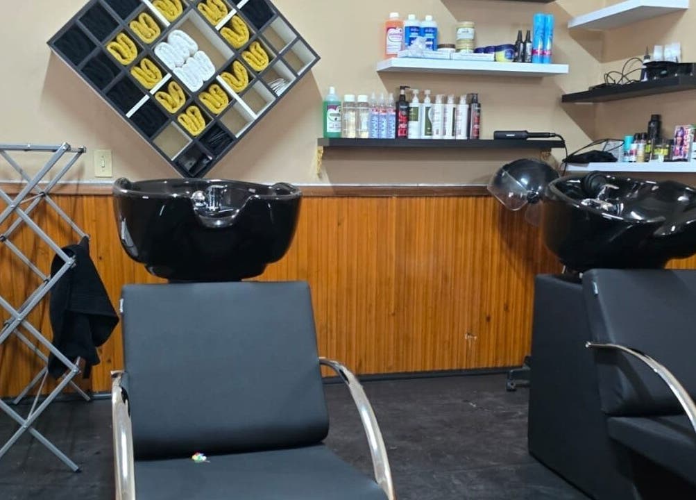 Modern salon setup with wash stations at On The Edge Prostyling, Upington, Northern Cape, ZA.