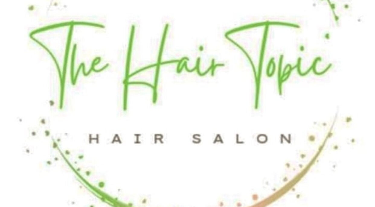 Logo of The Hair Topic salon in Portmore, St. Catherine Parish, JM featuring elegant green script.