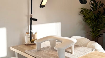 Nina Rose Beauty nail studio setup with manicure tools in Leeds, England, GB, conveying relaxation and care.