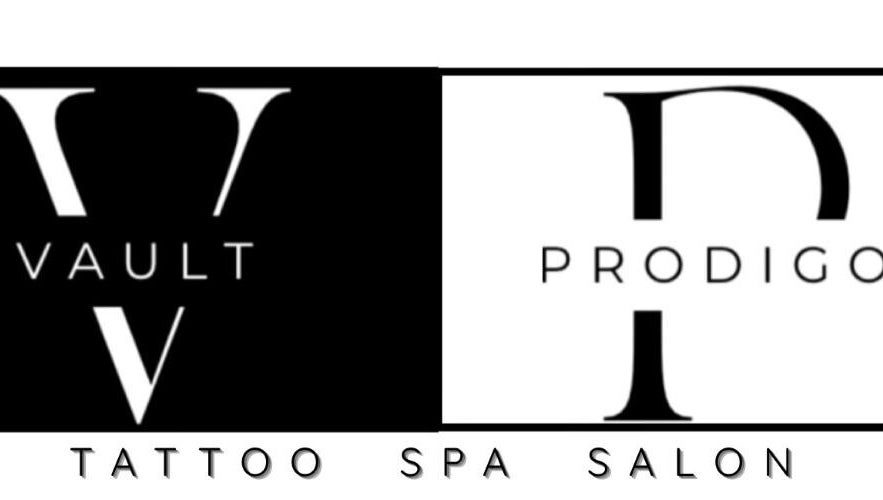 Logos of Prodigo Day Spa & Salon and Vault Tattoo in Harleysville, Pennsylvania, US.