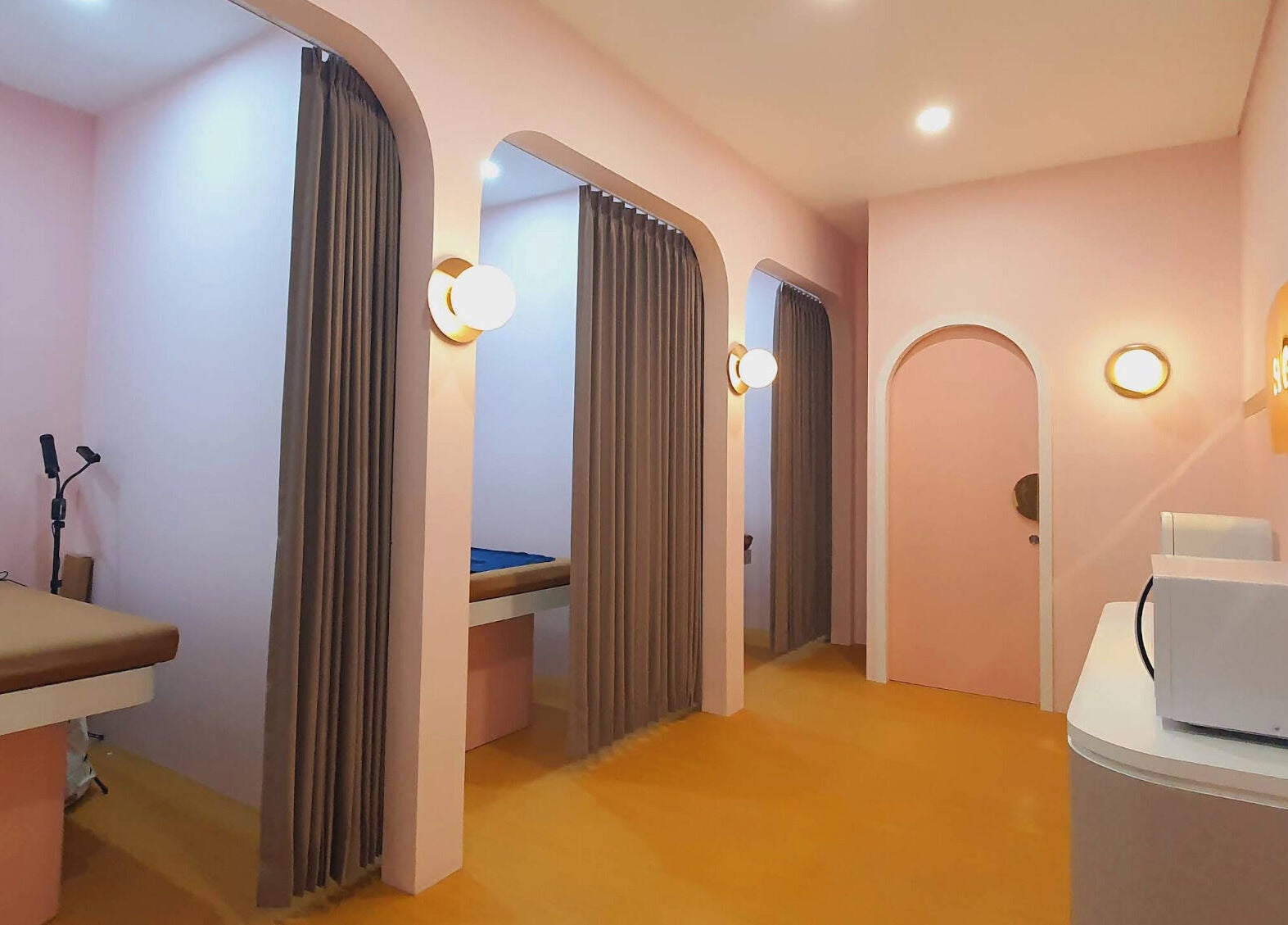 Interior of Sugarbombwax Bali, featuring private treatment rooms with soft lighting in Bali, Bali, ID.