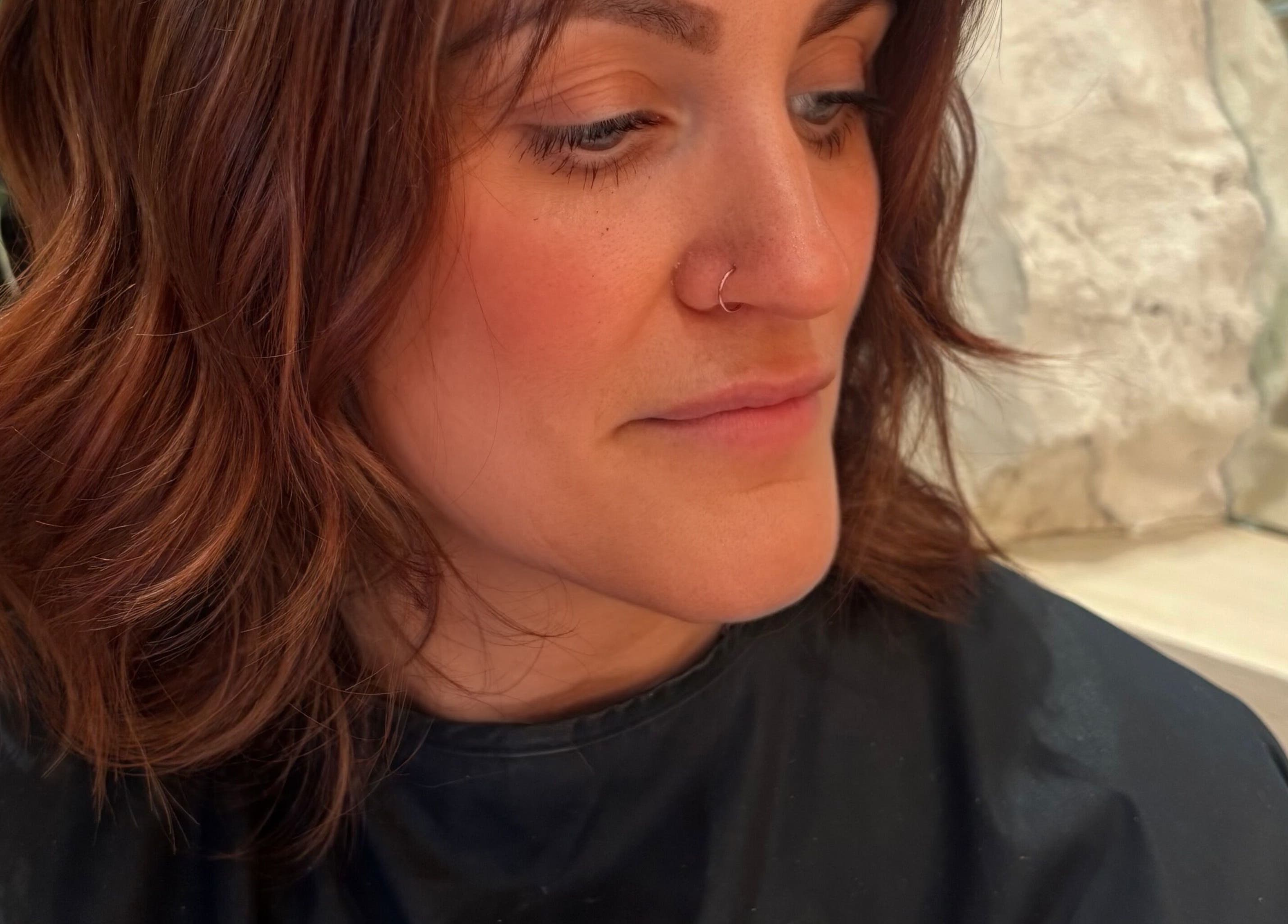 Woman with styled haircut at Styled By Eve, Billingham, England, GB.