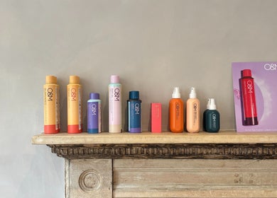 Colorful haircare products at Folly & Hue Hair And Beauty Studio, Bradford-on-Avon, England, GB.