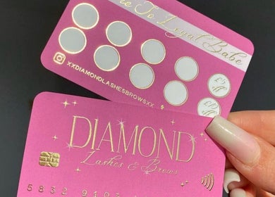 Loyalty cards from Diamondlashes&brows, Pershore, England, GB, with elegant design.