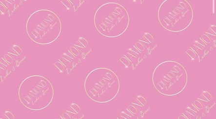 Diamondlashes&brows logo pattern on a pink background in Pershore, England, GB.
