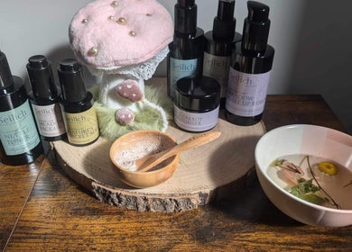 Display of Seilich skincare products at Heavenly Treatments with Hayleybell, Kelso, Scotland, GB.