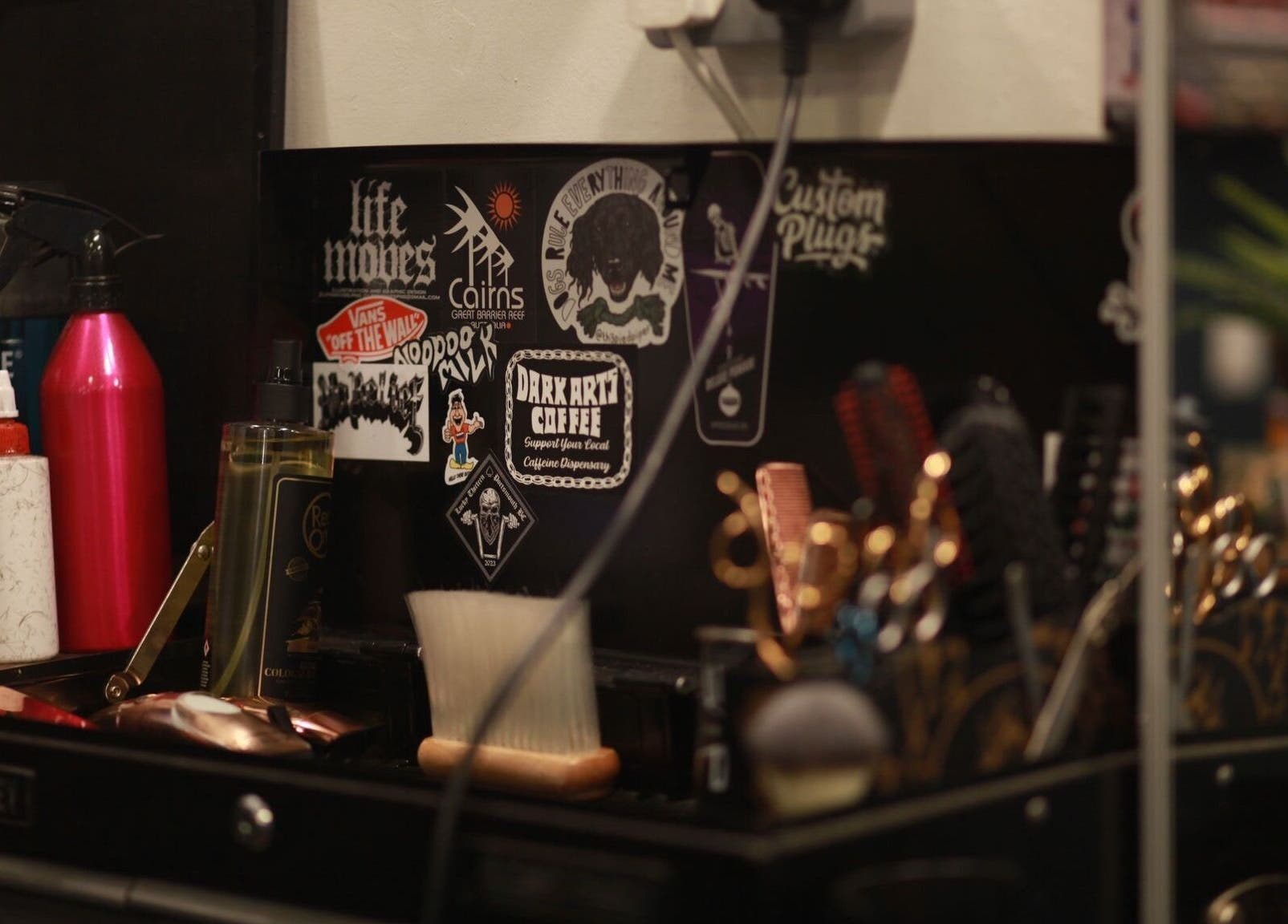 Jack Rabbits Barbers Botley workspace with tools in Botley, England, GB.