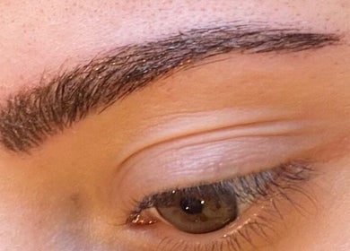 Close-up of expertly shaped eyebrow at April, Warradale, South Australia, AU.