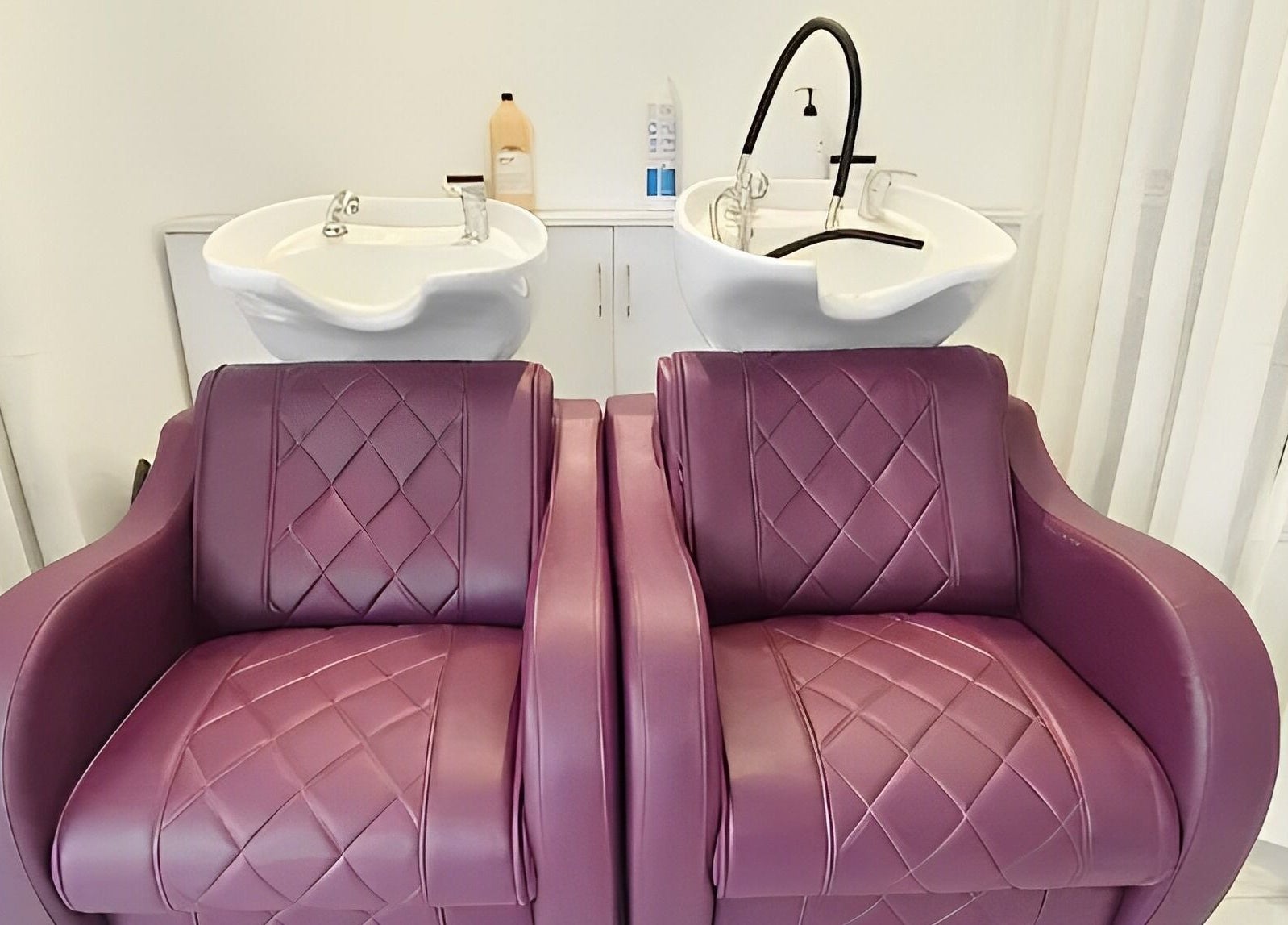 Elegant wash stations at Belles & Beaus, Dehradun, Uttarakhand, IN for a luxurious beauty and wellness experience.