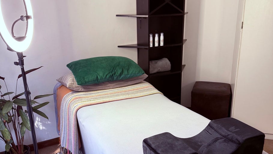 Cozy beauty lounge setup at Lashed By Nelmarie in Pretoria, Gauteng, ZA with stylish decor and ambient lighting.