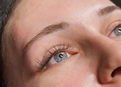 Close-up of expertly styled lashes at Lashed By Nelmarie, Pretoria, Gauteng, ZA.