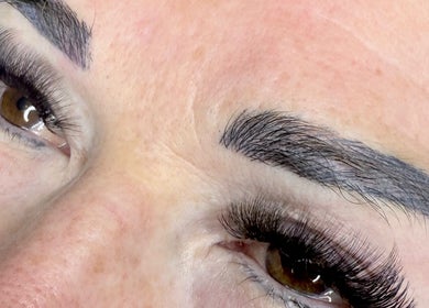 Close-up of expertly styled eyelashes at Lashed By Nelmarie, Pretoria, Gauteng, ZA.