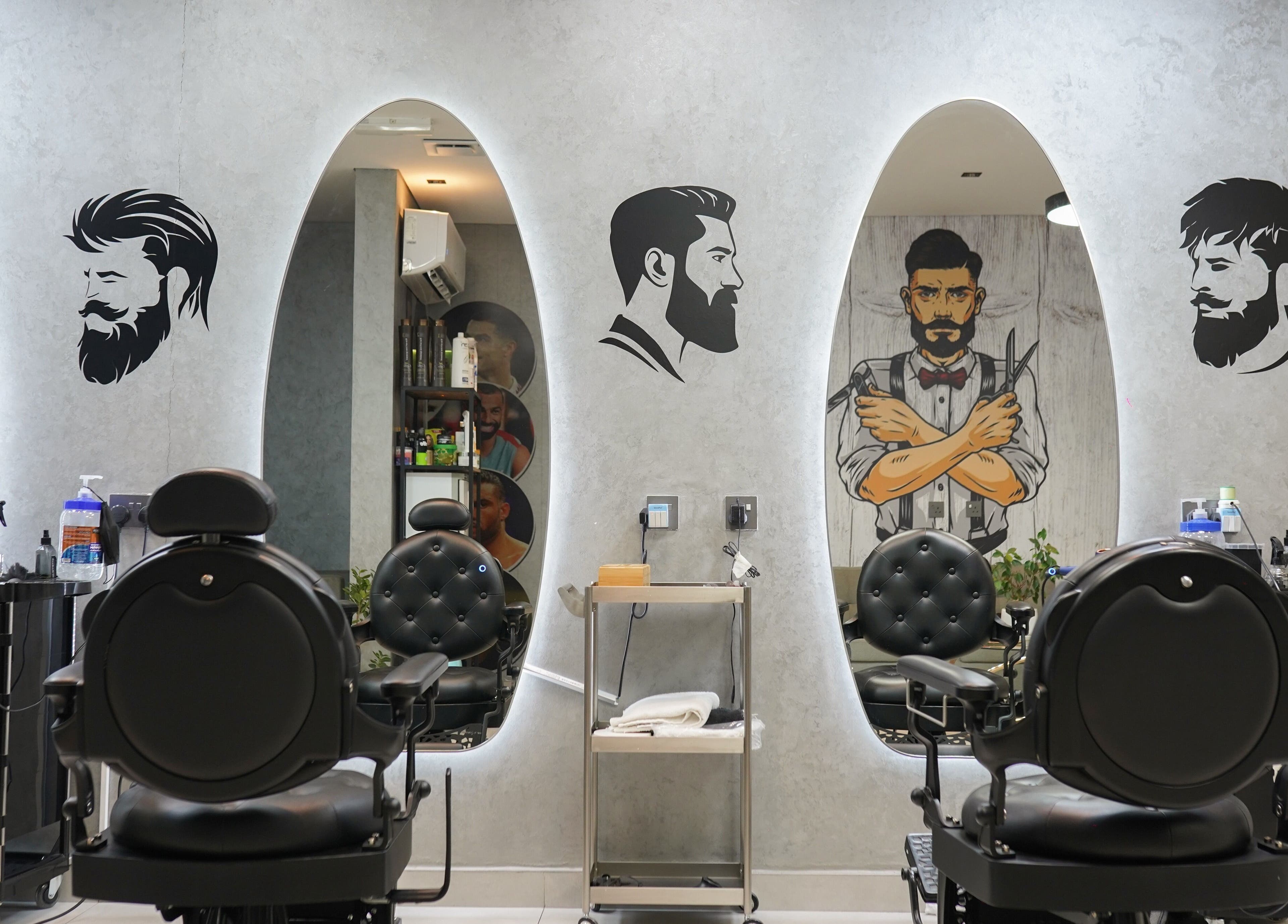 Modern styling chairs at Perfect Image Gents Salon, Sharjah, Sharjah, AE, showcasing luxury grooming facilities.