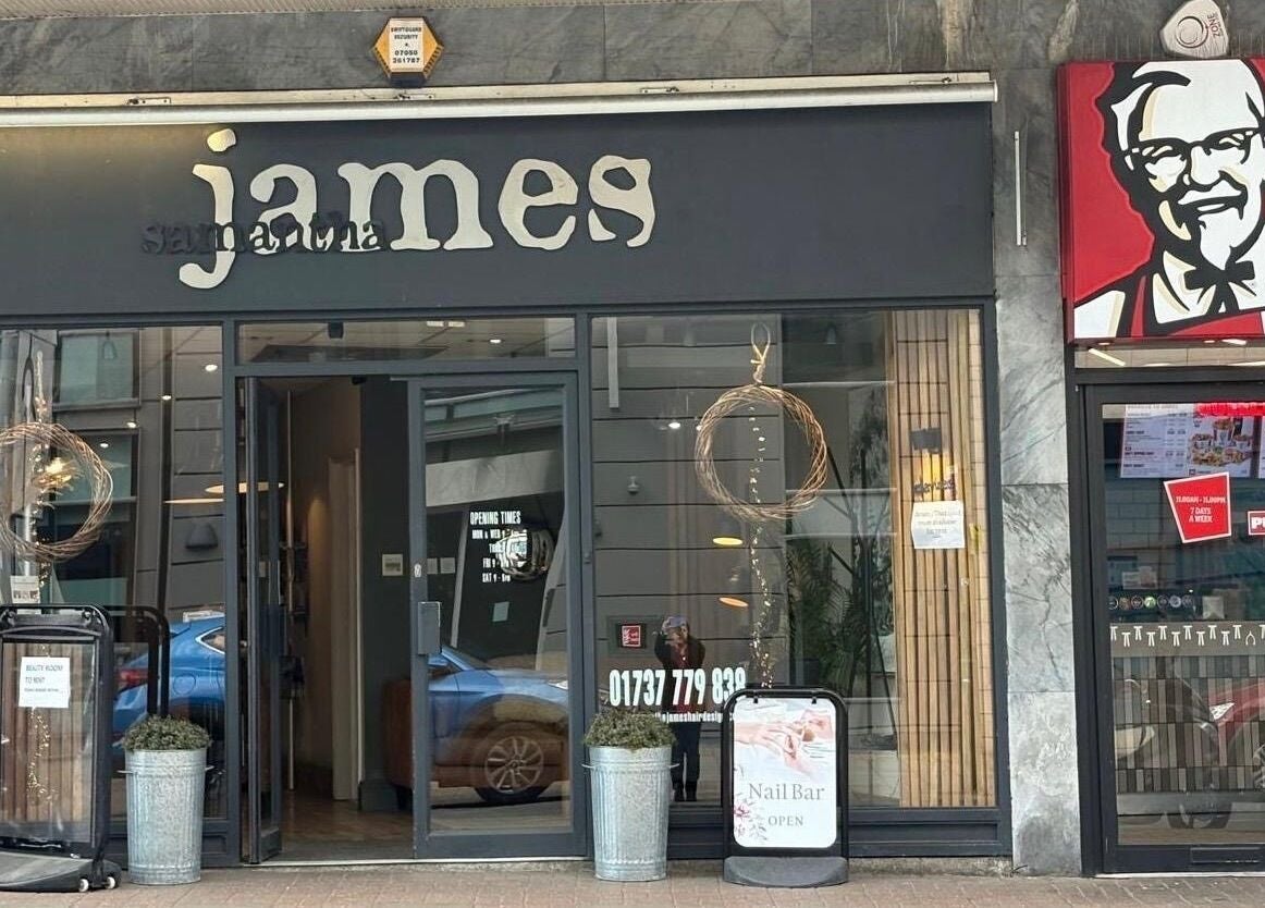 Entrance of Milita's Nails at Samantha James, Redhill, England, GB featuring stylish decor.