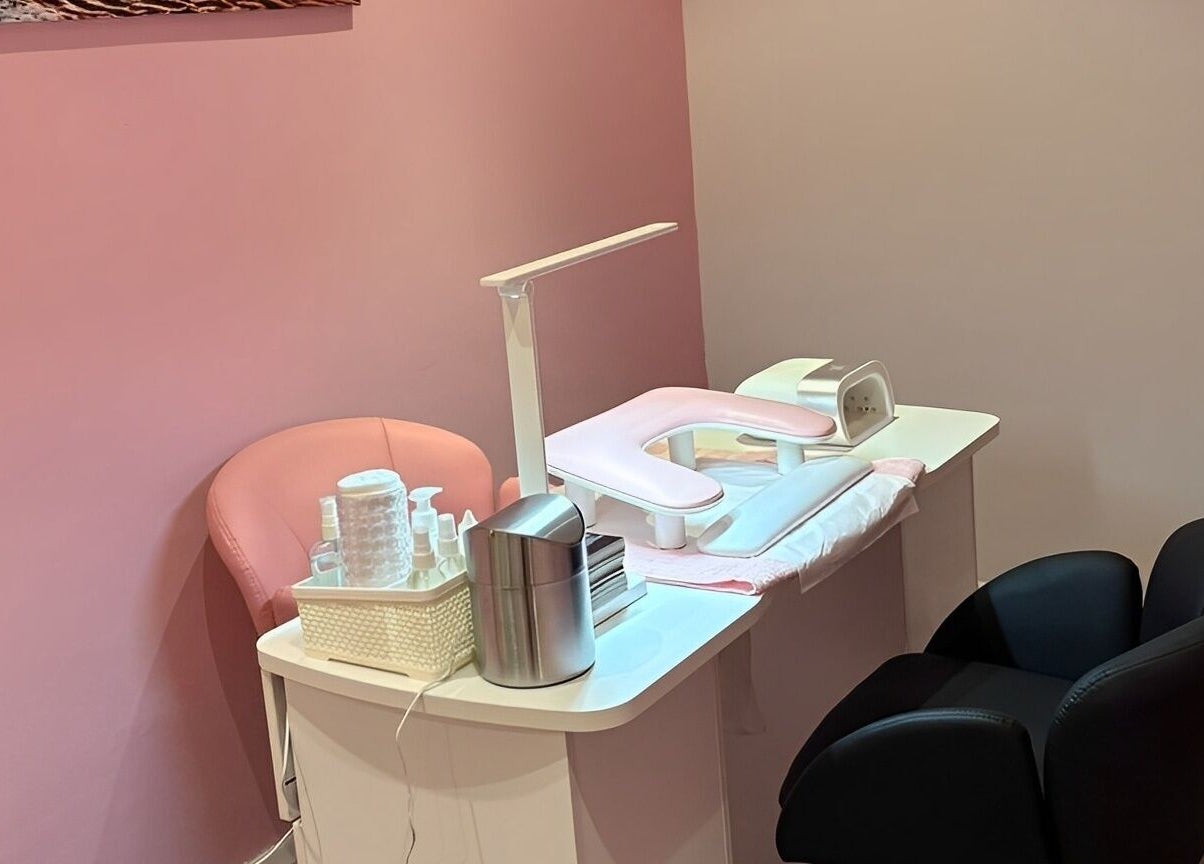 Milita's Nails at Samantha James offers a serene pink-themed nail station in Redhill, England, GB.