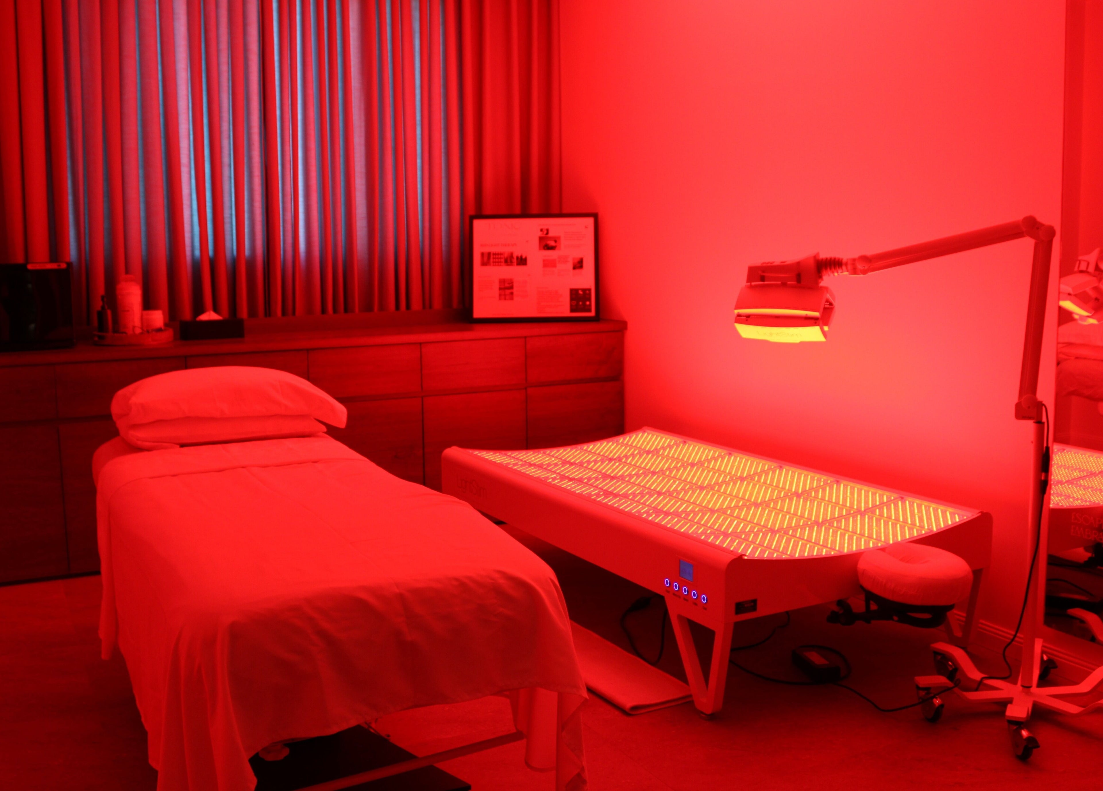 Tranquil therapy room with red lighting at Tonic the Method, Riyadh, Riyadh Province, SA.