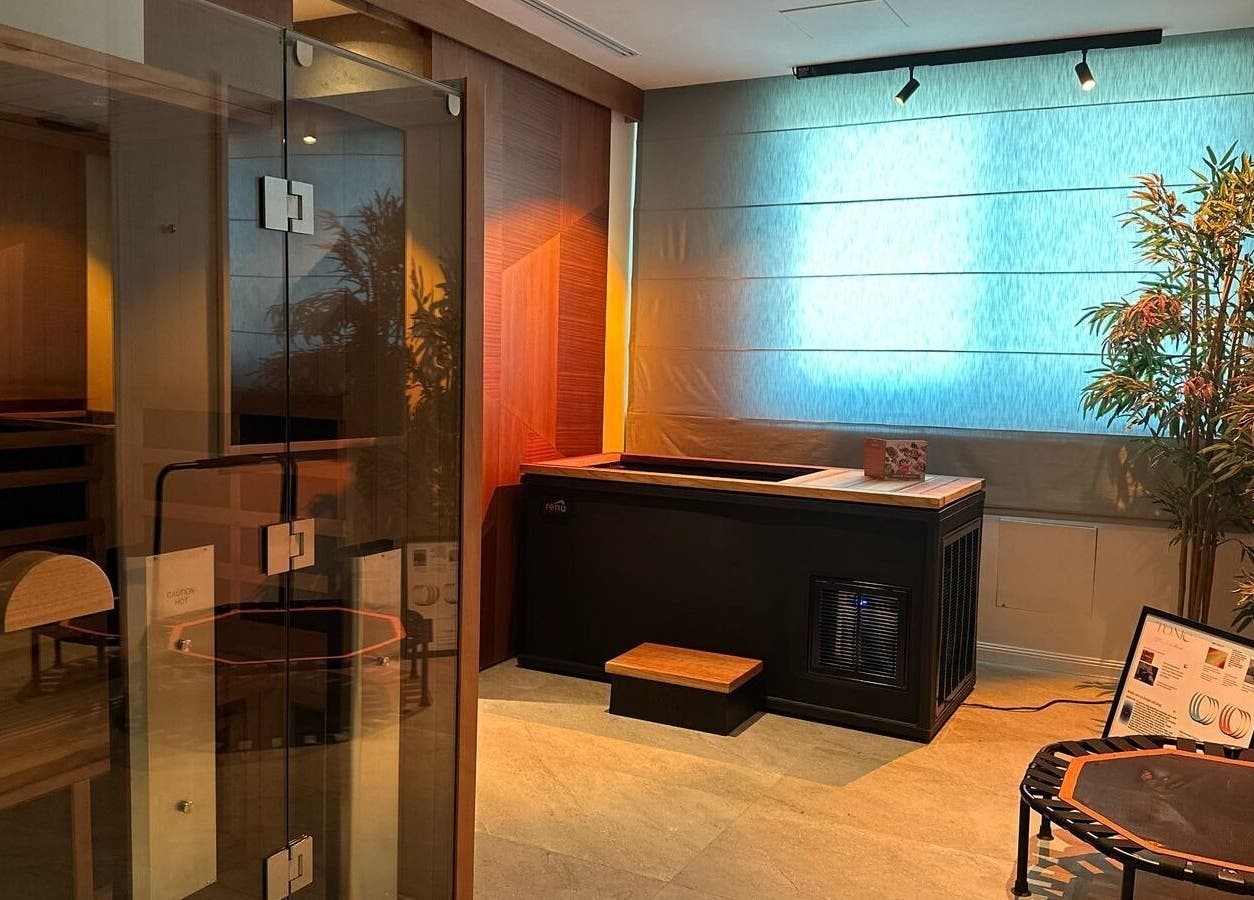 Luxurious spa area at Tonic the Method in Riyadh, Riyadh Province, SA, featuring modern sauna and plants.