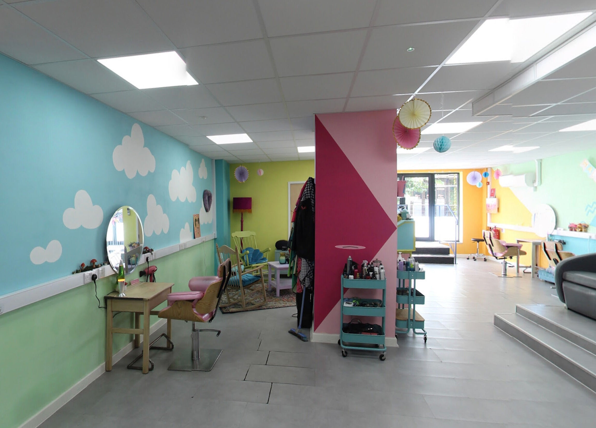 Bright, colorful interior of The Space in Southampton, England, GB with vibrant decor and modern furnishings.