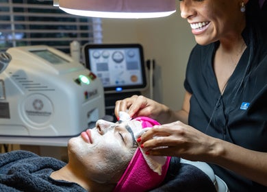 Facial treatment at Carols Glow Beauty, Cremorne, New South Wales, AU, showcasing skincare expertise.