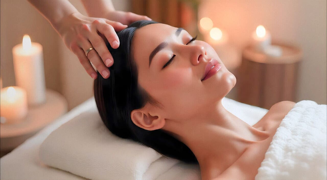 Relaxing head massage at TAMBAC Therapy Centre: Luxury Head Spa & Massage, East Victoria Park, Western Australia, AU.