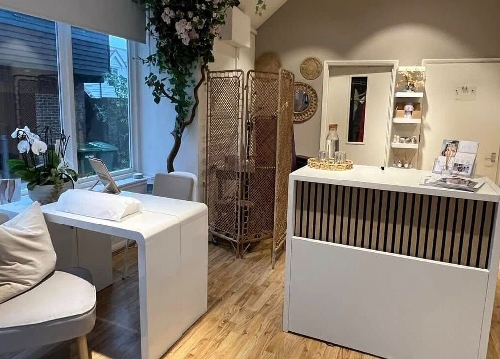 Reception and waiting area at Oval & Arch at Nuve Clinic, Cranbrook, England, GB featuring stylish decor.