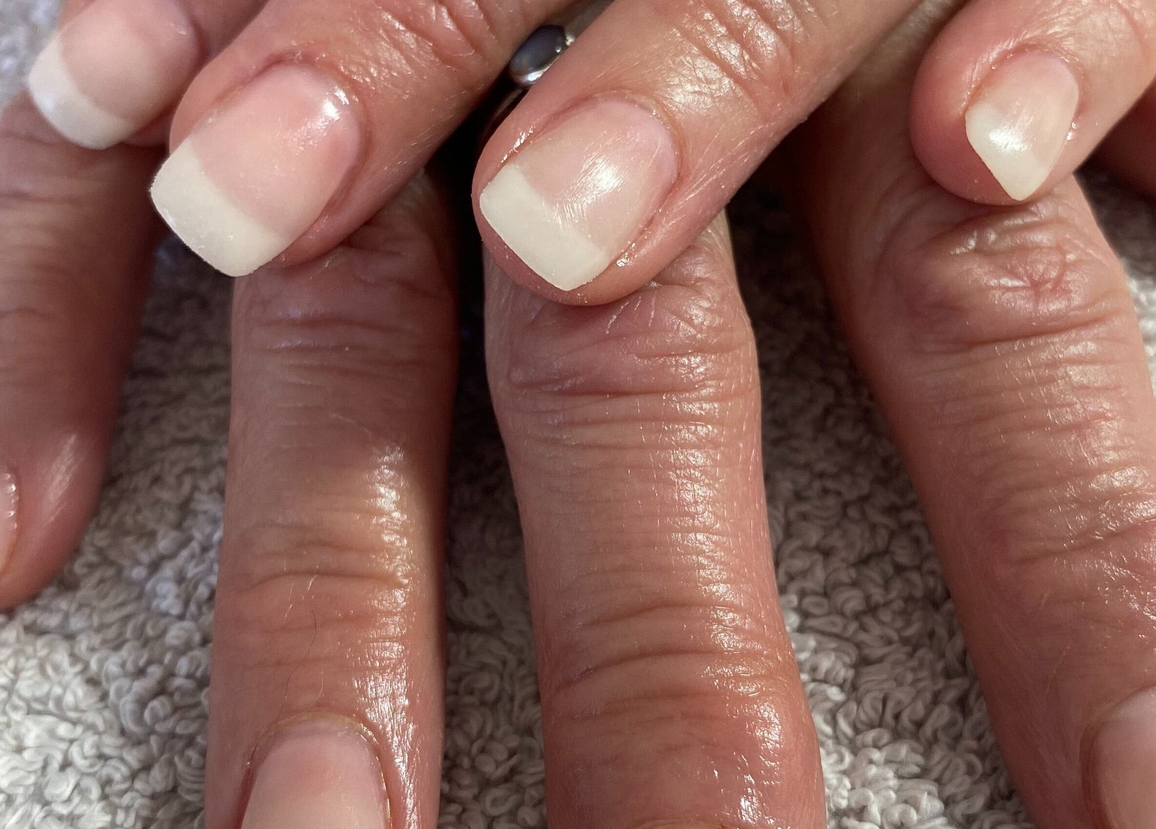 A sleek manicure on display at Oval & Arch at Nuve Clinic, Cranbrook, England, GB.