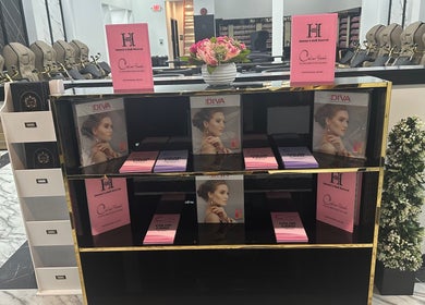 Elegant nail care display at Luxe Nail Studio in Madison, Wisconsin, US featuring manicure brochures.
