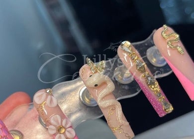 Intricately designed nail art at @Lillys.Cosmeticsx, Home Studio 🎀, Maidstone, England, GB showcases elegance.