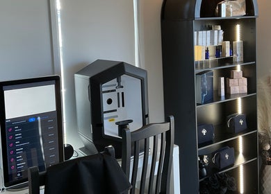 Modern skincare display and technology at The Pretty Skin Society in Warana, Queensland, AU.