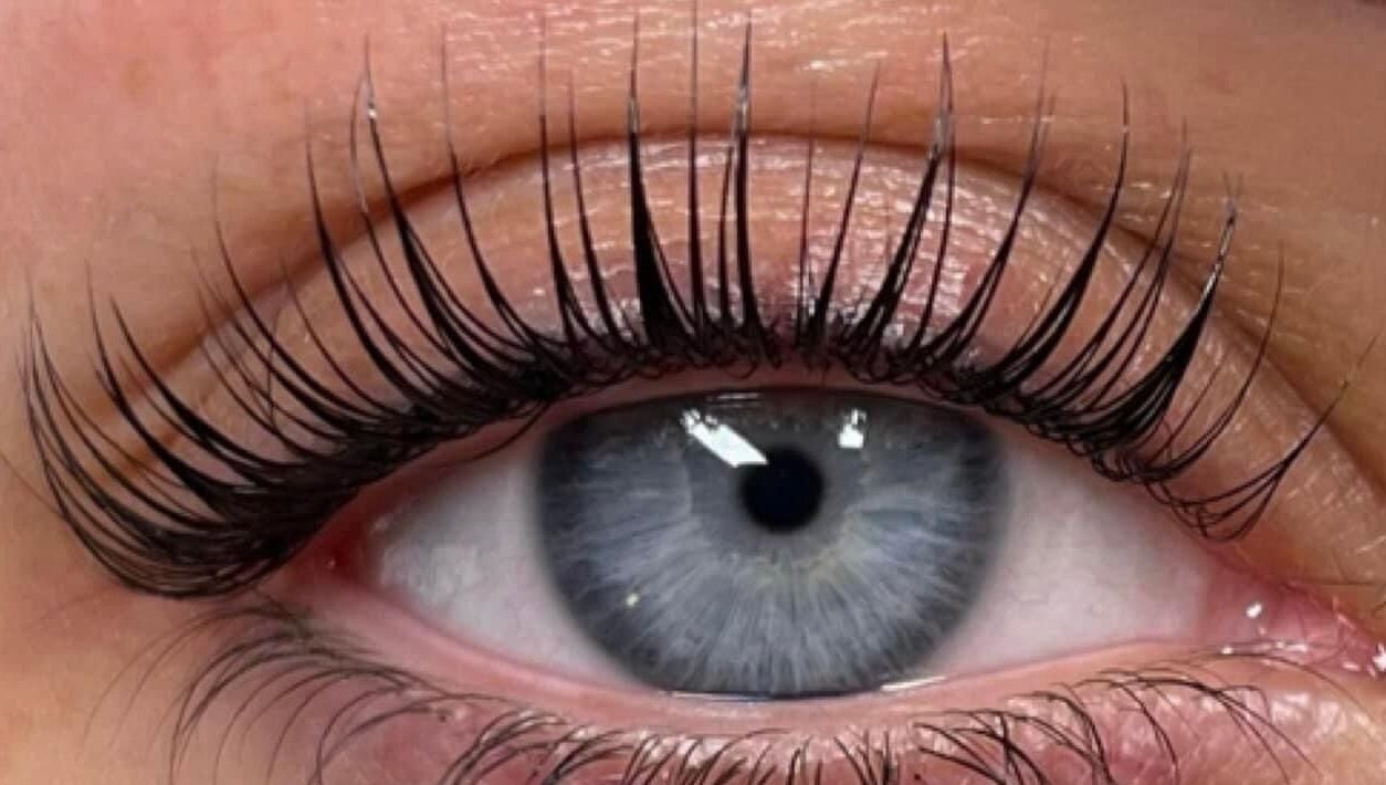 Close-up of eyelash extensions at The Pretty Skin Society in Warana, Queensland, AU.