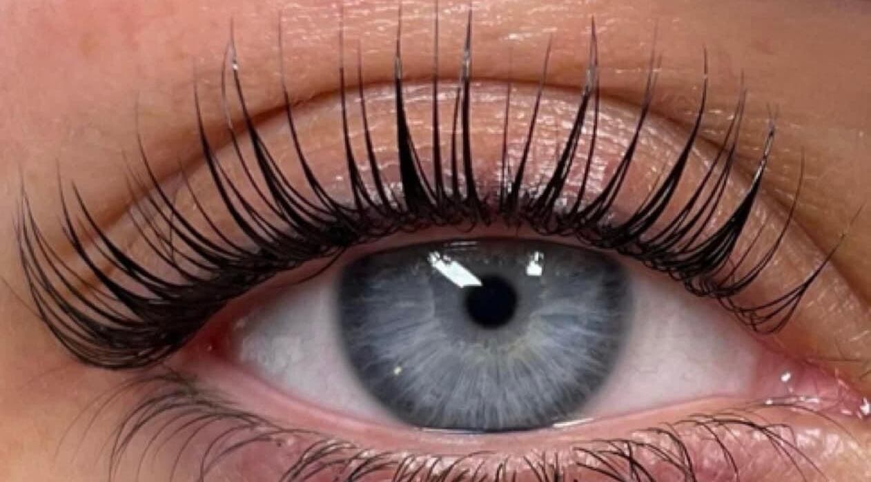 Close-up of eyelash extensions at The Pretty Skin Society in Warana, Queensland, AU.