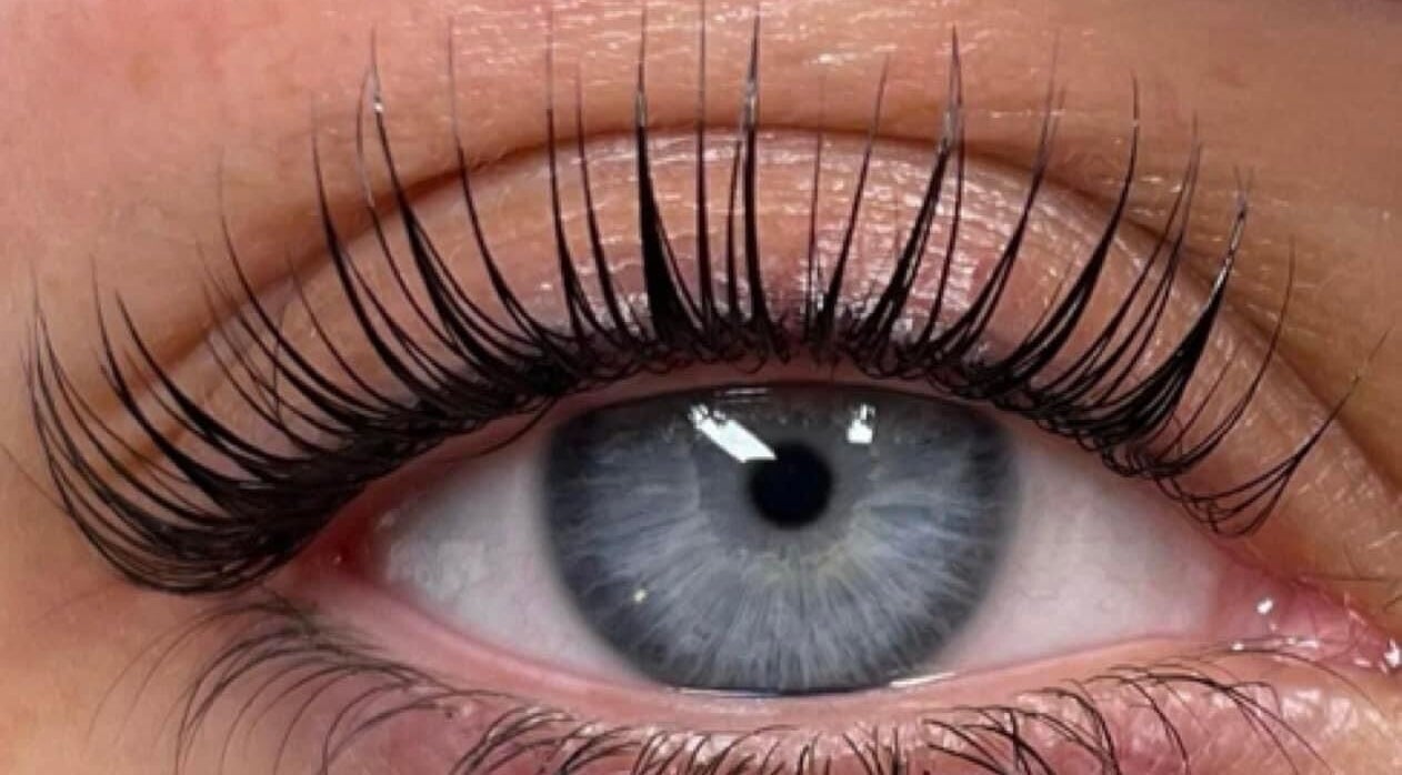 Close-up of eyelash extensions at The Pretty Skin Society in Warana, Queensland, AU.