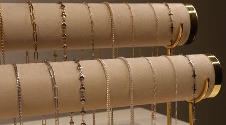 Elegant gold and silver chains displayed at Solderella Studio in Melbourne, Victoria, AU.
