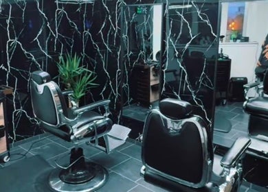 Elegant barber chairs at B the barber in Tórshavn, Streymoyar, FO, with modern interior design.