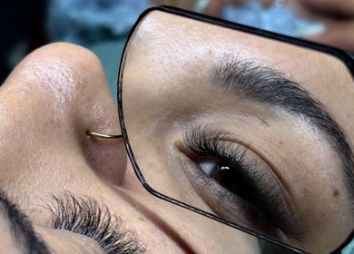 Close-up of eye with eyelash extensions at Perle - Sugaring & Eye Beauty Treatments, Bali, Bali, ID.