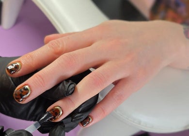Close-up of a stylish manicure at Just Jess Nails, Cheltenham, England, GB.