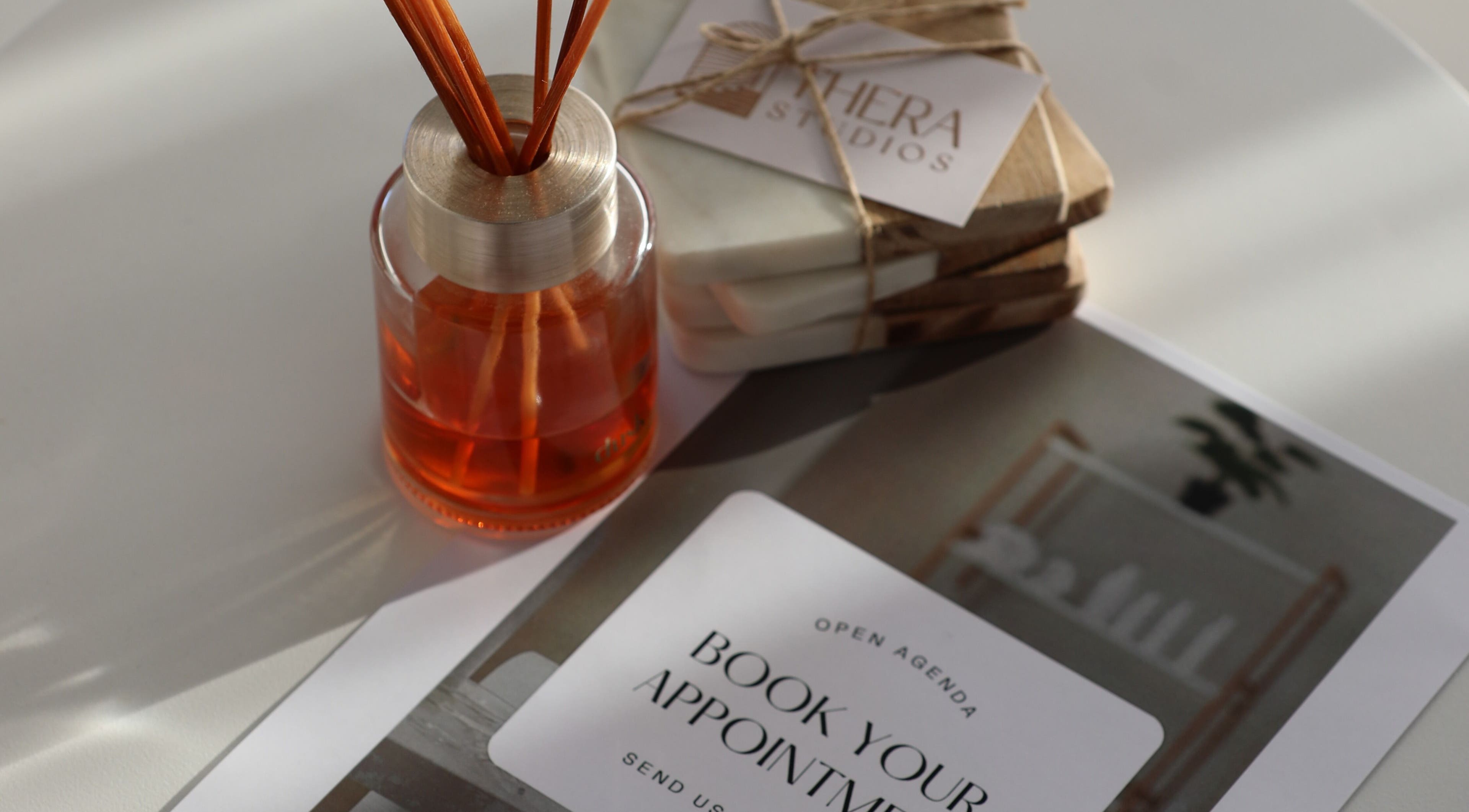 Luxlashnbeautybar booking invite beside aroma diffuser, Watanobbi, New South Wales, AU.