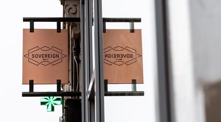 Stylish wooden sign of Sovereign in Aberdeen, Scotland, GB, showcasing elegant design and venue branding.