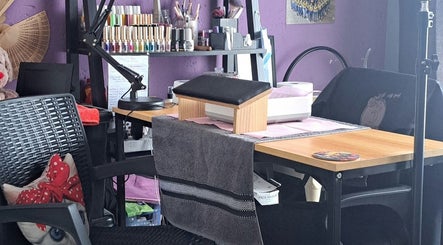 Cozy interior of Luna Rose Nail Bar in Benoni, Gauteng, ZA, showcasing nail polish and manicure station.