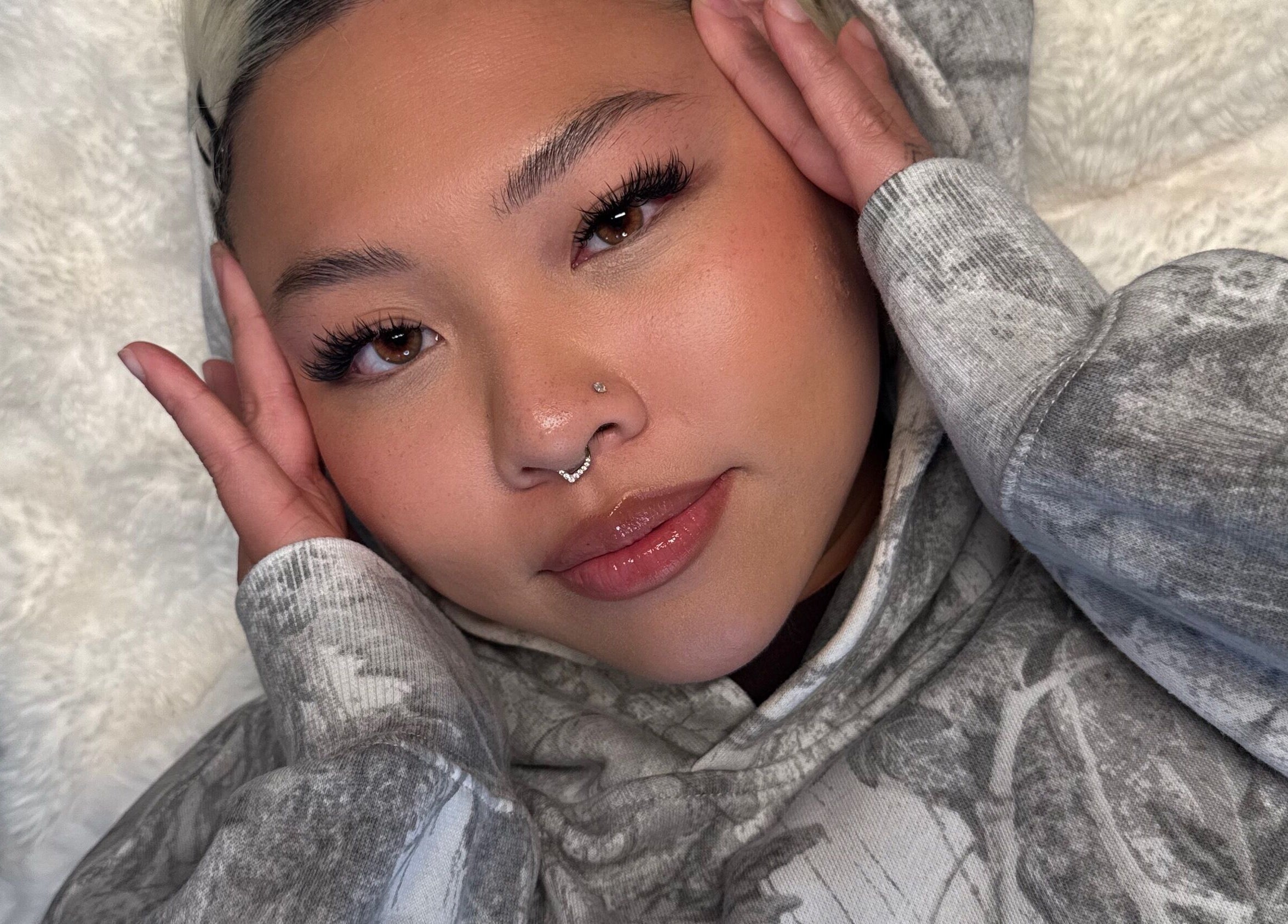 Client with elegant lashes at Lash Shawty West Broadway, Vancouver, British Columbia, CA.