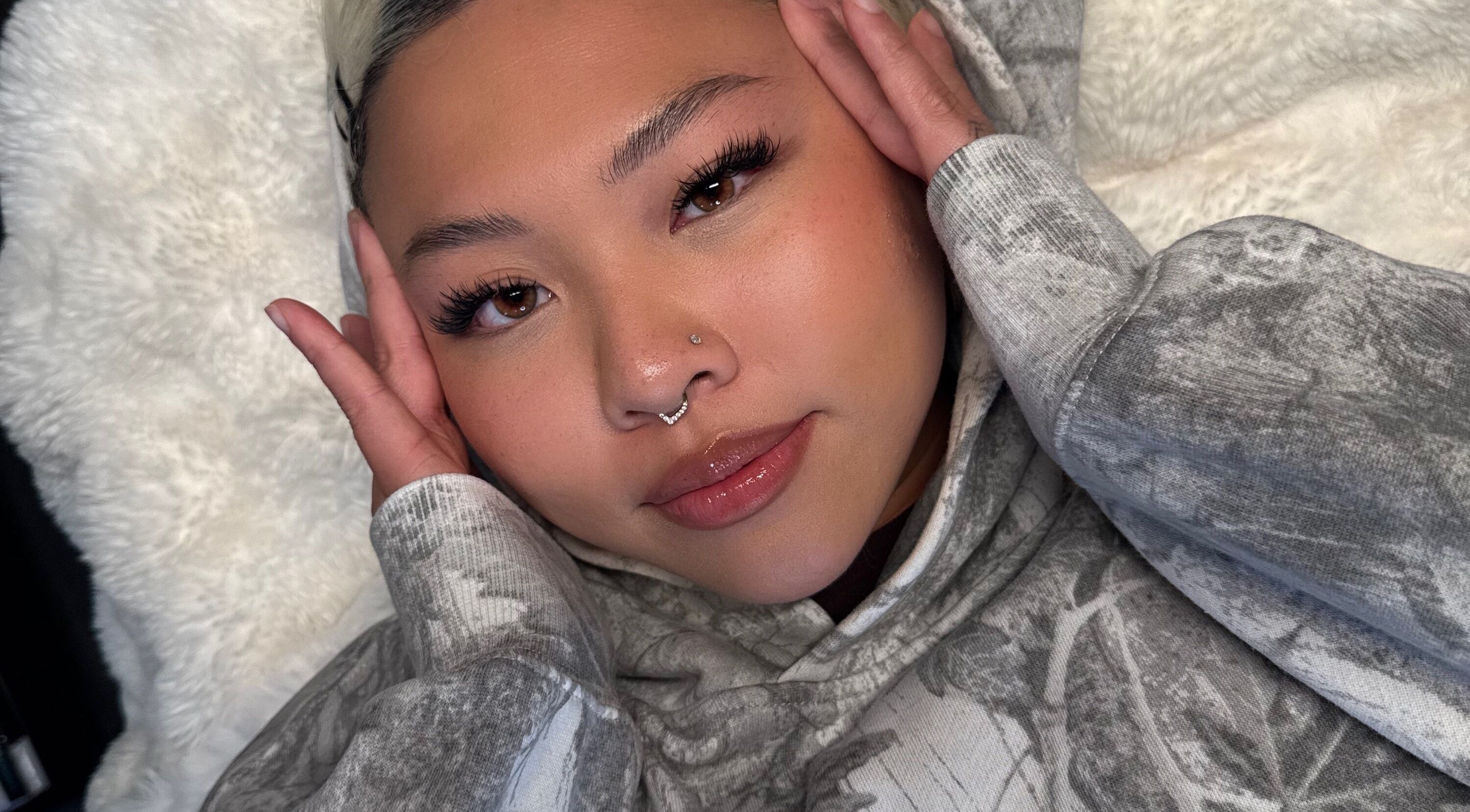 Client with elegant lashes at Lash Shawty West Broadway, Vancouver, British Columbia, CA.