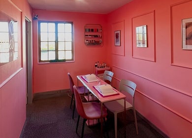 Inviting pink interior of Peaches Beauty Bar Midrand, a serene space in Midrand, Gauteng, ZA for beauty treatments.
