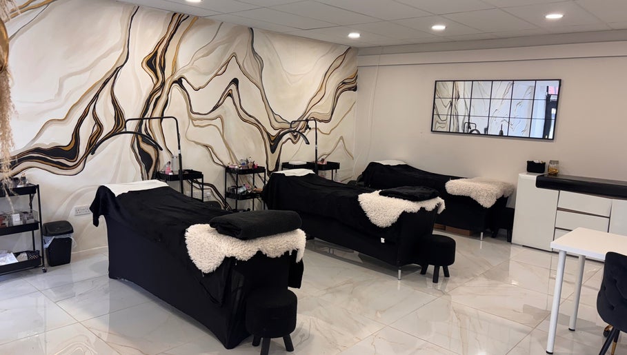 Modern spa room at Beautybyanna Jane, Leyland, England, GB with stylish decor and treatment beds.