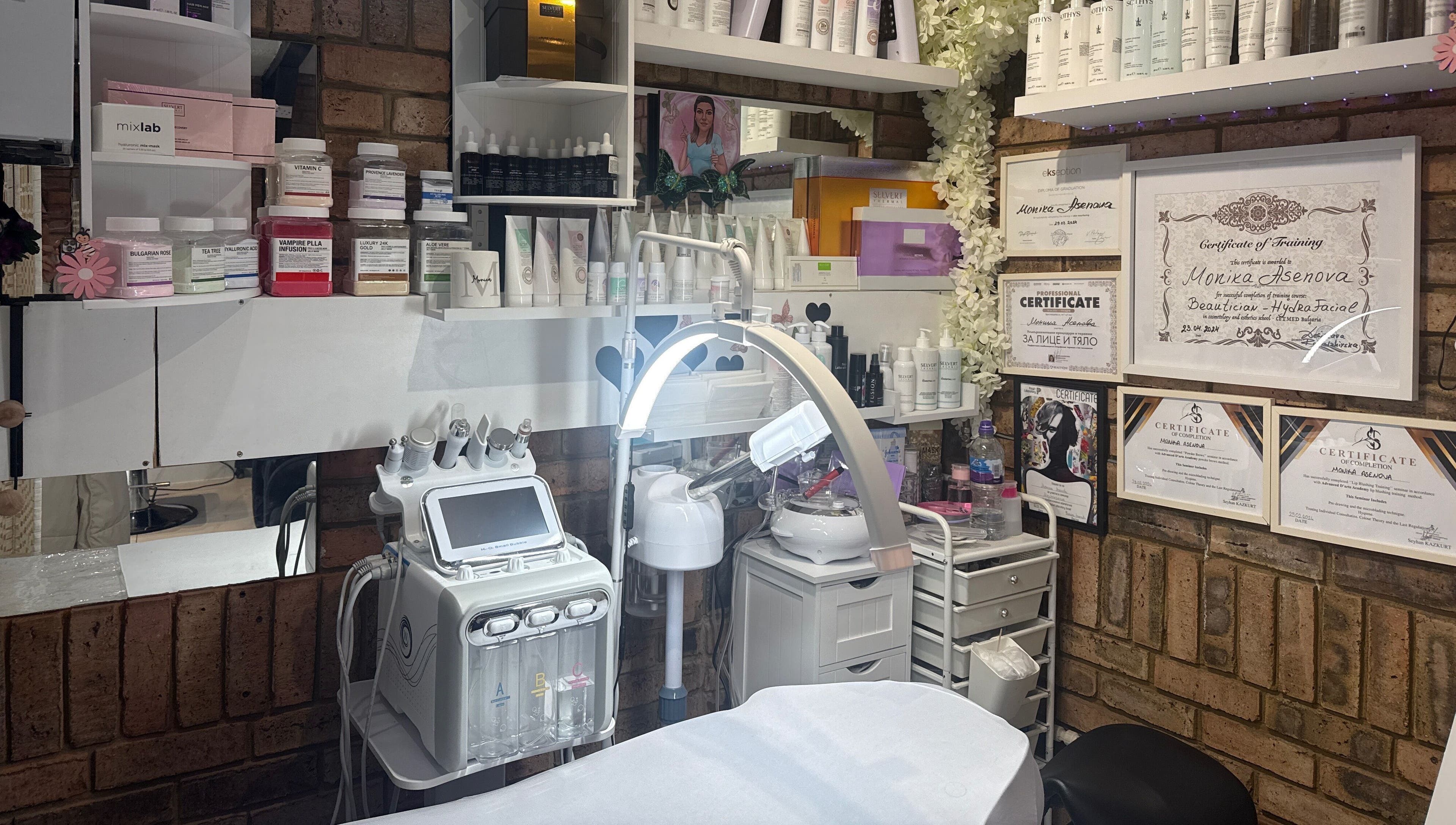 Monica - Aesthetic Specialist at Damla & Sue Hair and Beauty features a modern aesthetic room in London, England, GB.