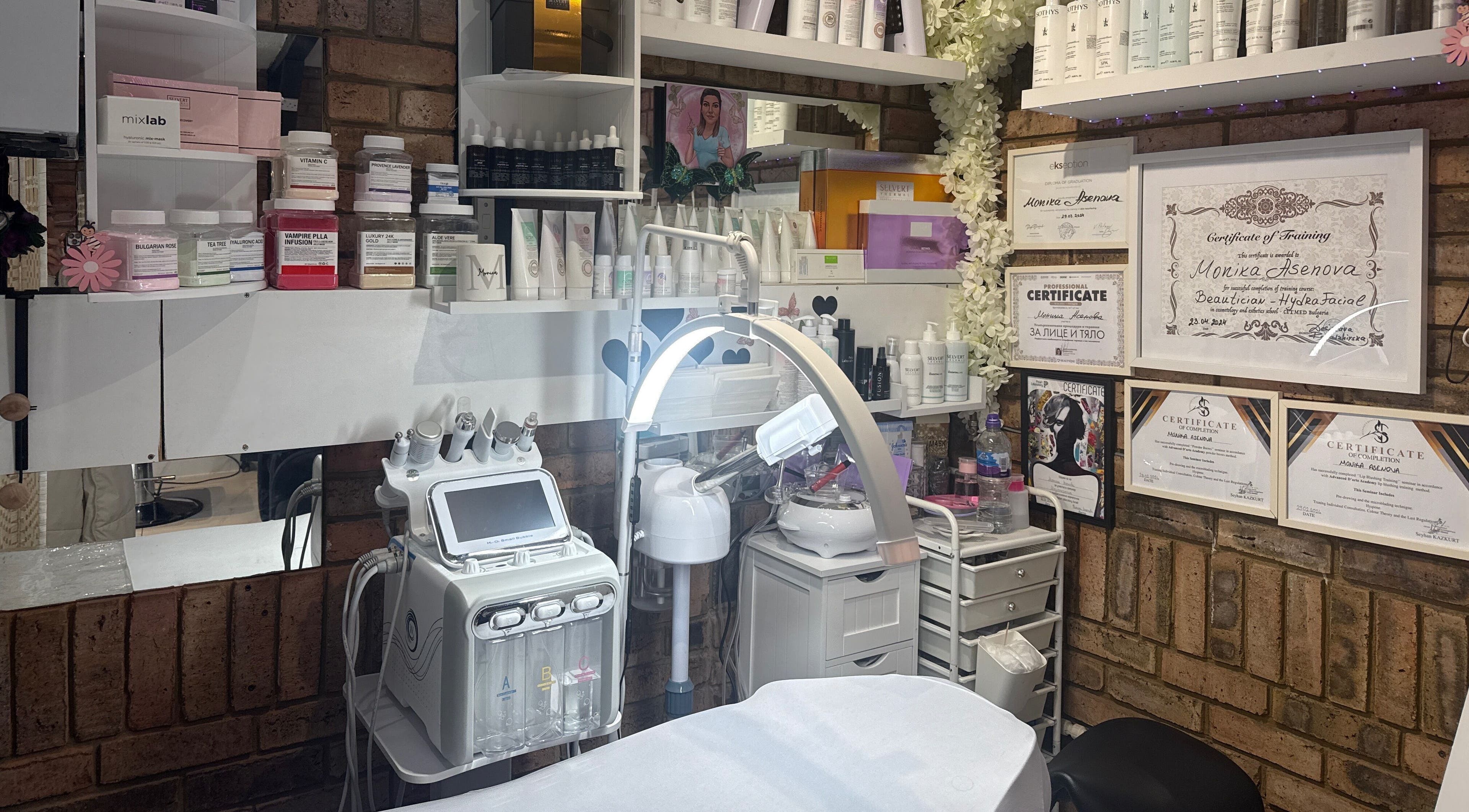 Monica - Aesthetic Specialist at Damla & Sue Hair and Beauty features a modern aesthetic room in London, England, GB.