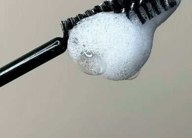 Close-up of a lathered brush at Bespoke Beauty, Caringbah, New South Wales, AU.