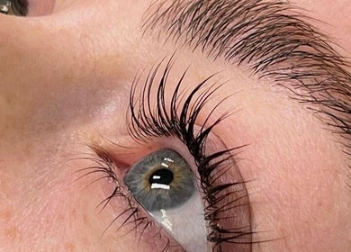 Close-up of eye with enhanced lashes at Bespoke Beauty, Caringbah, New South Wales, AU.